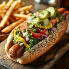 a chicago style hotdog